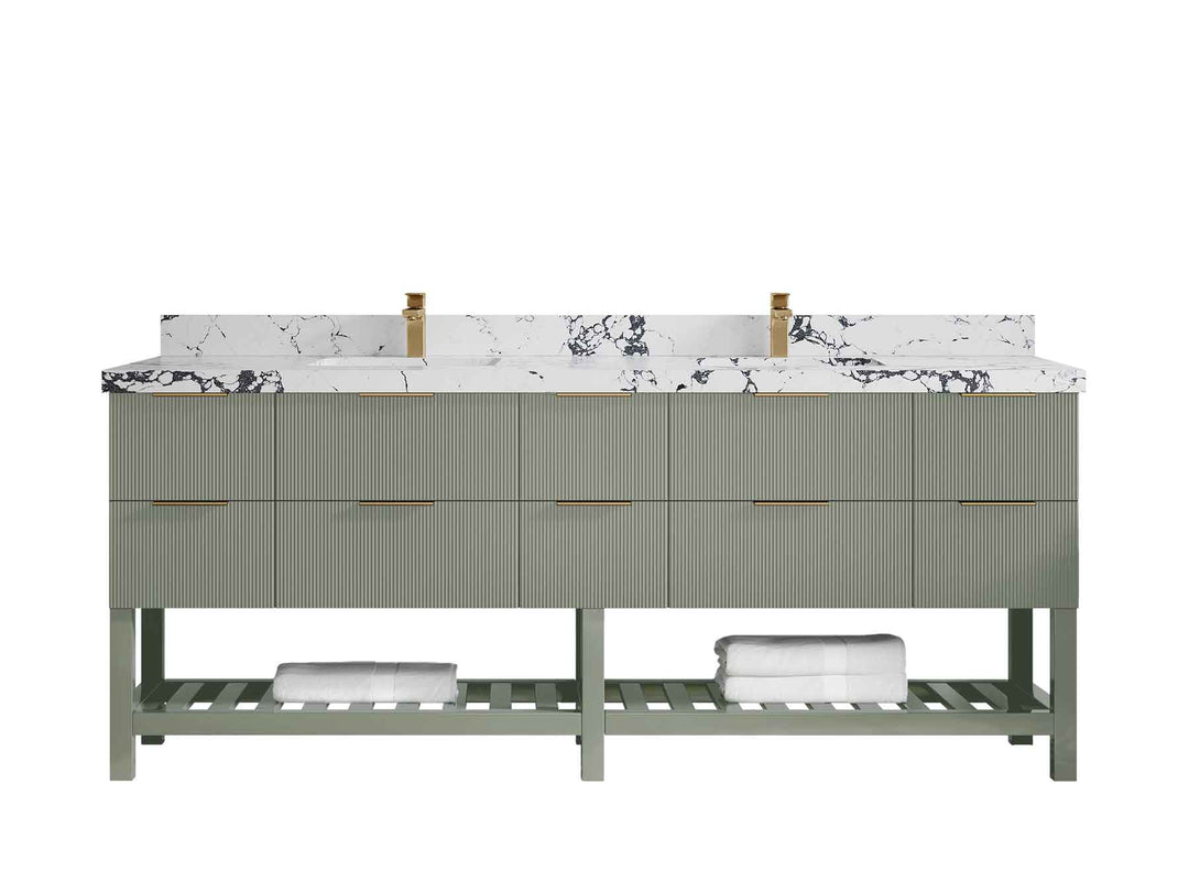 Catalina 84 in W x 22 in D Free Standing Reeded Double Sink Bathroom Vanity