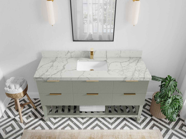 Catalina 60 in W x 22 in D Free Standing Reeded Single Sink Bathroom Vanity - photo 37