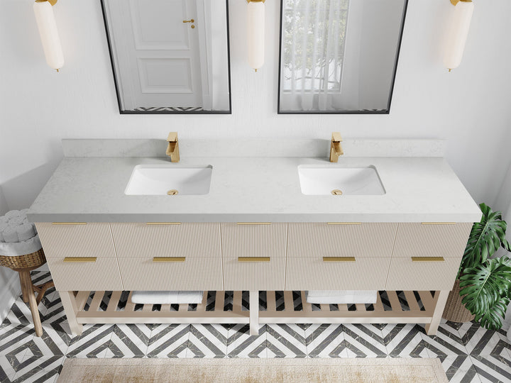 Catalina 84 in W x 22 in D Free Standing Reeded Double Sink Bathroom Vanity - photo 20