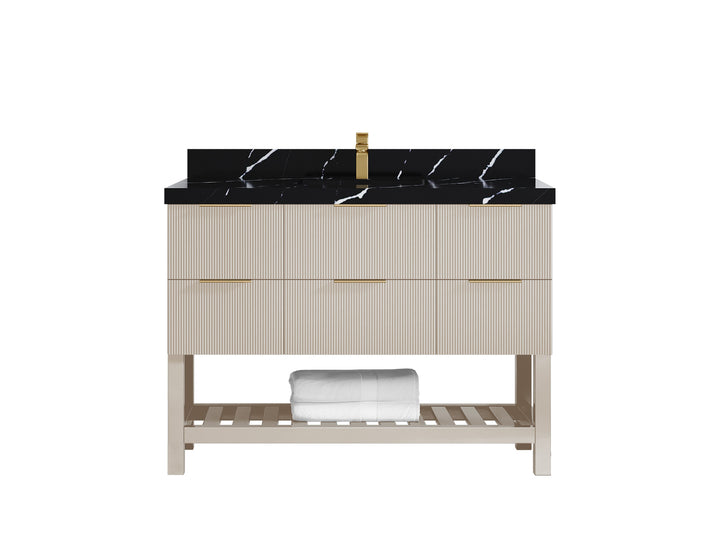 Catalina 48 in W x 22 in D Free Standing Reeded Single Sink Bathroom Vanity - photo 9