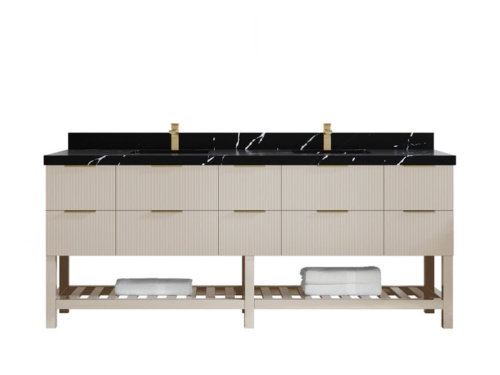 Catalina 84 in W x 22 in D Free Standing Reeded Double Sink Bathroom Vanity - photo 9