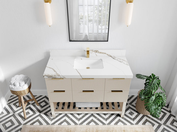 Catalina 48 in W x 22 in D Free Standing Reeded Single Sink Bathroom Vanity - photo 10