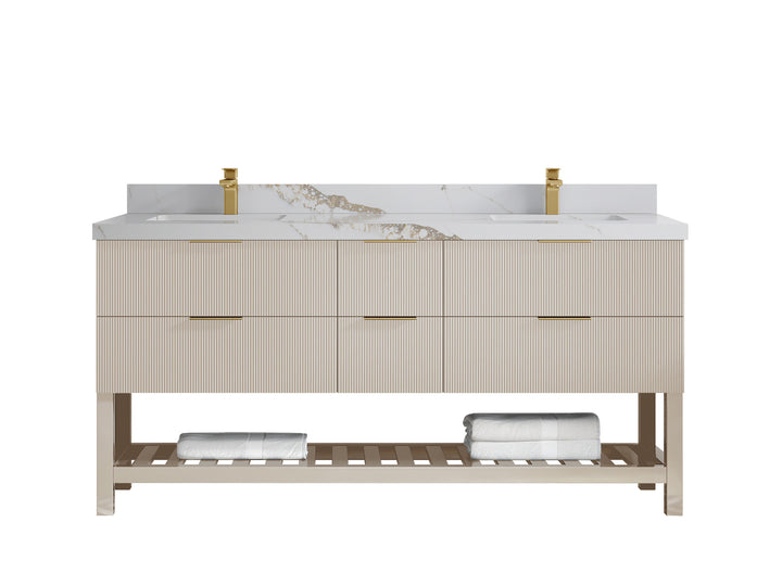Catalina 72 in W x 22 in D Free Standing Reeded Double Sink Bathroom Vanity - photo 11