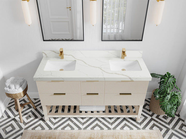 Catalina 60 in W x 22 in D Free Standing Reeded Double Sink Bathroom Vanity - photo 12