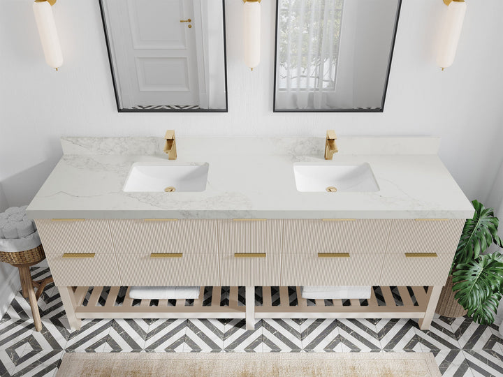Catalina 84 in W x 22 in D Free Standing Reeded Double Sink Bathroom Vanity - photo 14