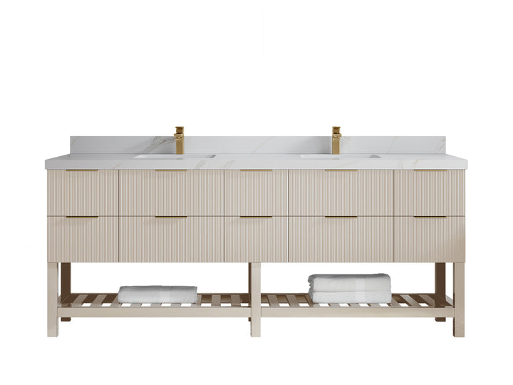Catalina 84 in W x 22 in D Free Standing Reeded Double Sink Bathroom Vanity - photo 17