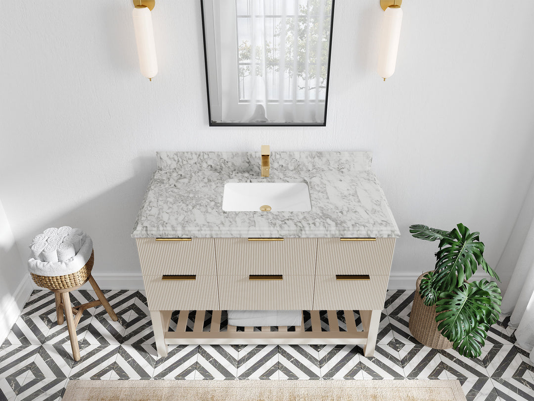 Catalina 48 in W x 22 in D Free Standing Reeded Single Sink Bathroom Vanity