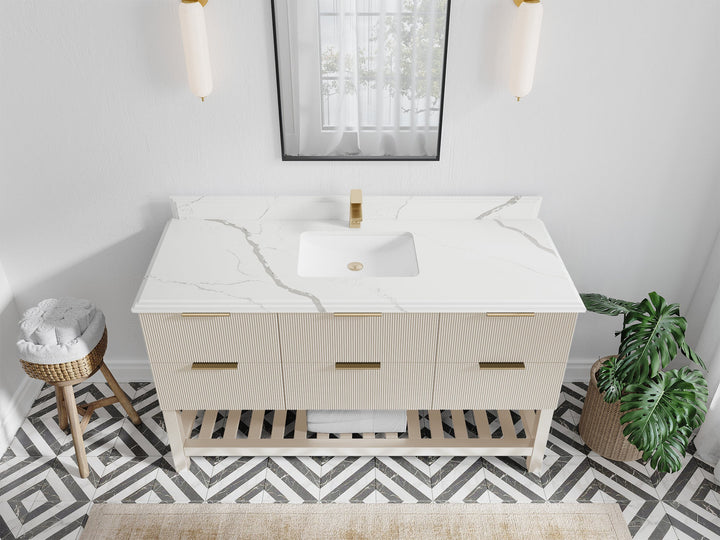 Catalina 60 in W x 22 in D Free Standing Reeded Single Sink Bathroom Vanity - photo 22
