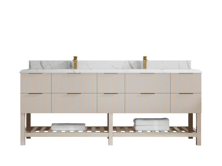 Catalina 84 in W x 22 in D Free Standing Reeded Double Sink Bathroom Vanity - photo 23