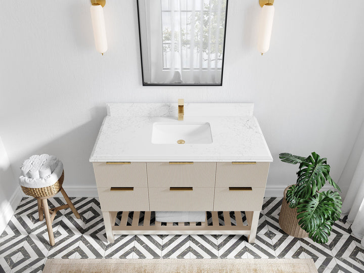 Catalina 48 in W x 22 in D Free Standing Reeded Single Sink Bathroom Vanity - photo 24