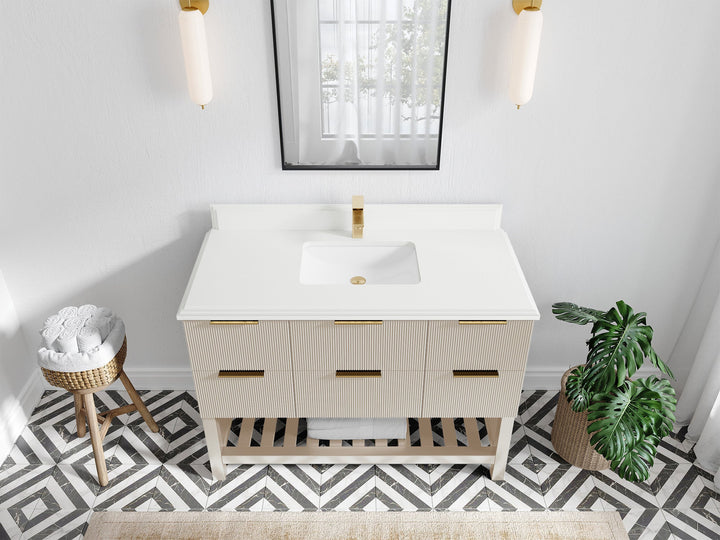 Catalina 48 in W x 22 in D Free Standing Reeded Single Sink Bathroom Vanity - photo 26