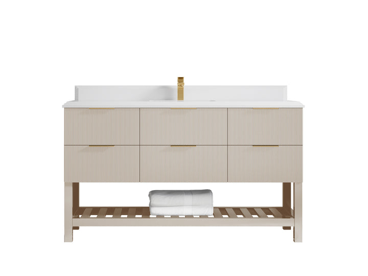 Catalina 60 in W x 22 in D Free Standing Reeded Single Sink Bathroom Vanity - photo 27