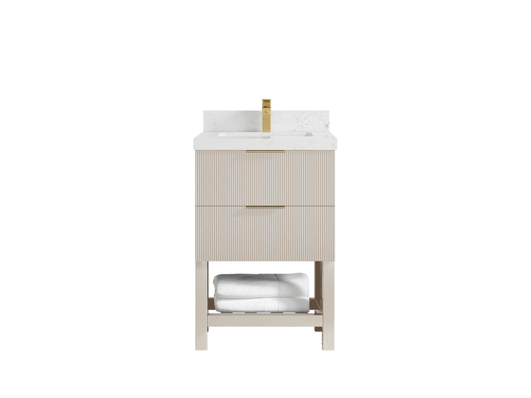 Catalina 24 in. W x 22 in. D Single Sink Bathroom Vanity in Fine Grain with 2 in Empira Quartz Countertop