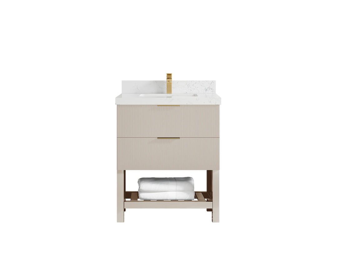 Catalina 30 in. W x 22 in. D Single Sink Bathroom Vanity in Fine Grain with 2 in Empira Quartz Countertop 