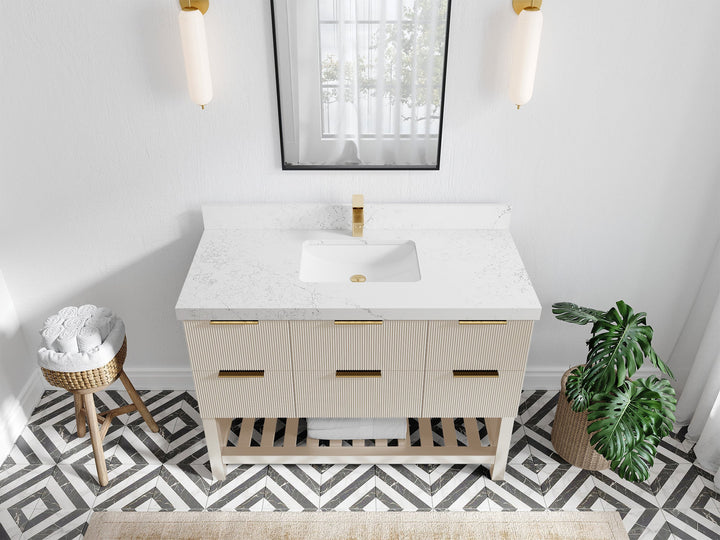 Catalina 48 in W x 22 in D Free Standing Reeded Single Sink Bathroom Vanity - photo 28