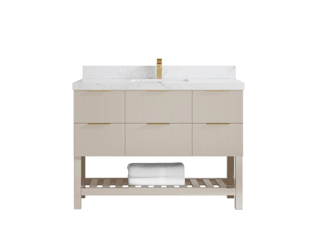 Catalina 48 in. W x 22 in. D Single Sink Bathroom Vanity in Fine Grain with 2 in Empira Quartz Countertop