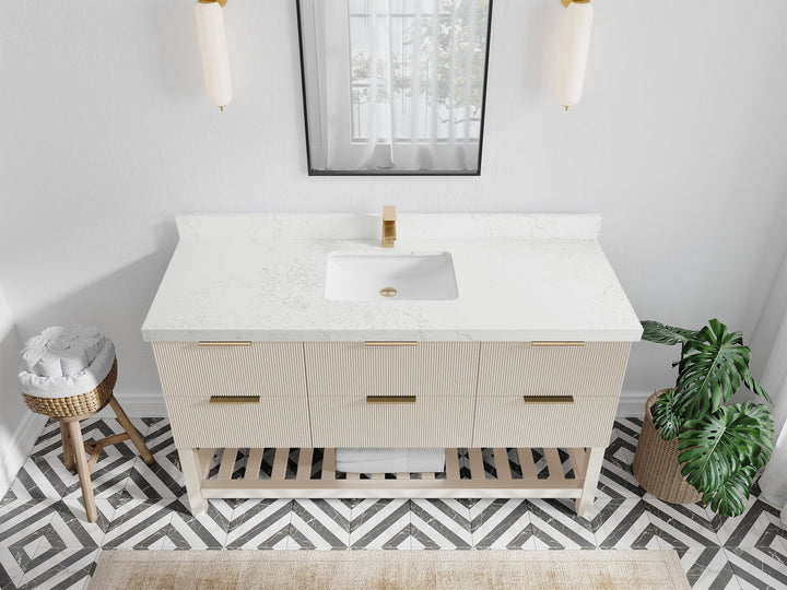 Catalina 60 in W x 22 in D Free Standing Reeded Single Sink Bathroom Vanity - photo 28