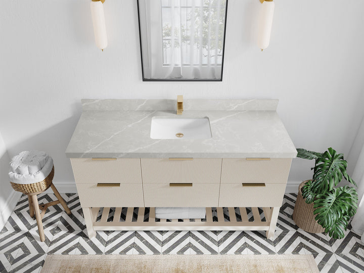 Catalina 60 in W x 22 in D Free Standing Reeded Single Sink Bathroom Vanity - photo 30