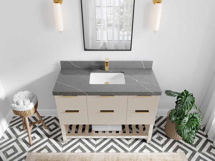 Catalina 48 in W x 22 in D Free Standing Reeded Single Sink Bathroom Vanity - photo 32