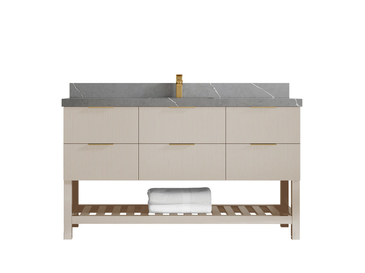 Catalina 60 in W x 22 in D Free Standing Reeded Single Sink Bathroom Vanity - photo 33