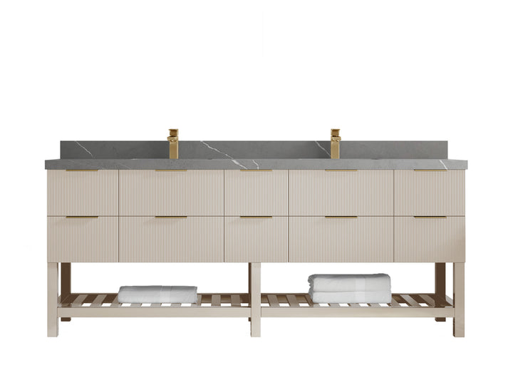 Catalina 84 in W x 22 in D Free Standing Reeded Double Sink Bathroom Vanity - photo 33