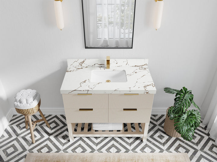 Catalina 42 in W x 22 in D Free Standing Reeded Single Sink Bathroom Vanity - photo 34