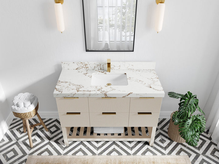 Catalina 48 in W x 22 in D Free Standing Reeded Single Sink Bathroom Vanity - photo 36