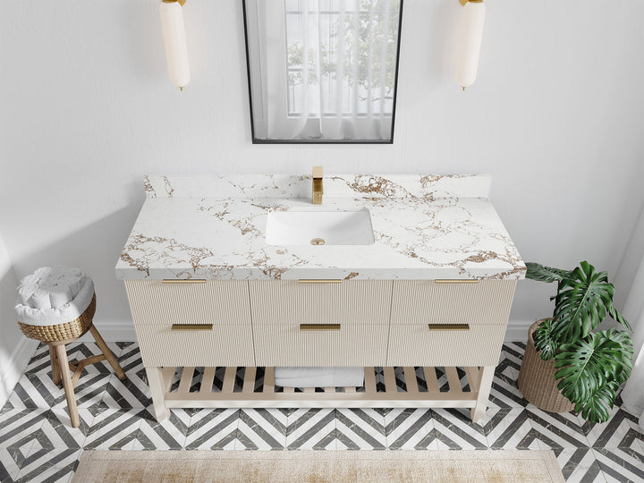 Catalina 60 in W x 22 in D Free Standing Reeded Single Sink Bathroom Vanity - photo 36