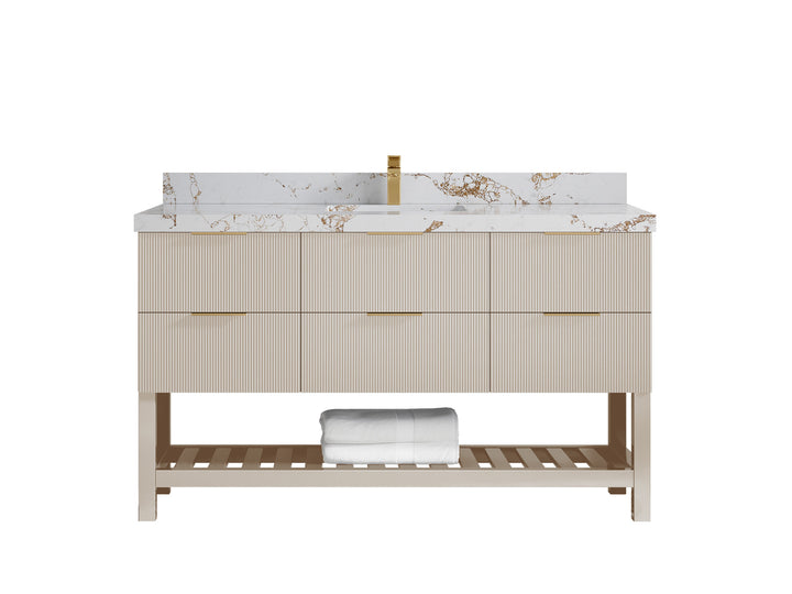 Catalina 60 in W x 22 in D Free Standing Reeded Single Sink Bathroom Vanity - photo 37