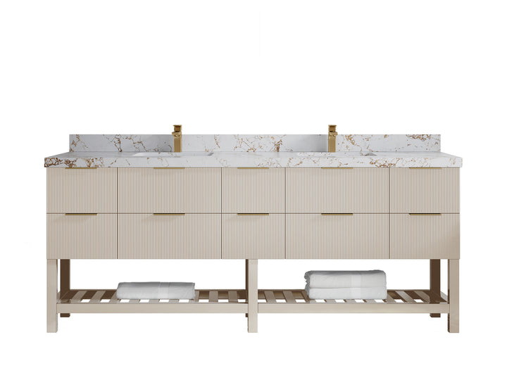Catalina 84 in W x 22 in D Free Standing Reeded Double Sink Bathroom Vanity - photo 37
