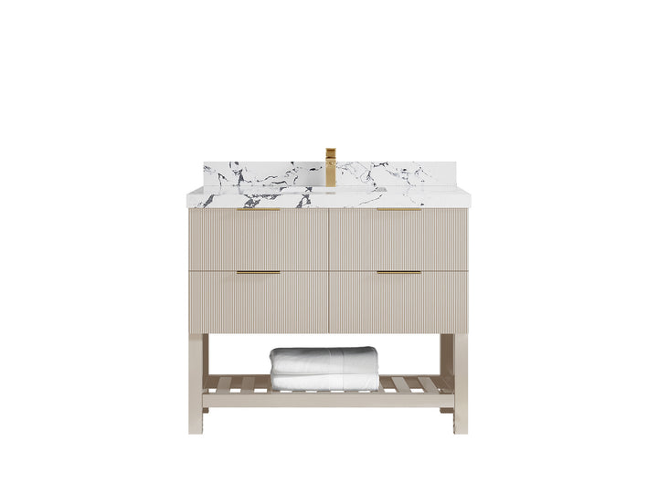 Catalina 42 in W x 22 in D Free Standing Reeded Single Sink Bathroom Vanity - photo 39