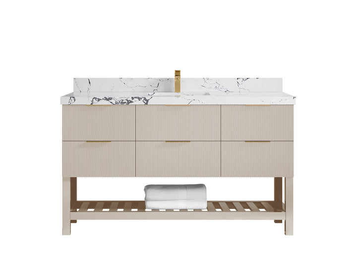 Catalina 60 in W x 22 in D Free Standing Reeded Single Sink Bathroom Vanity - photo 39