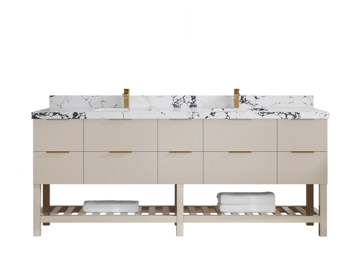 Catalina 84 in W x 22 in D Free Standing Reeded Double Sink Bathroom Vanity - photo 39