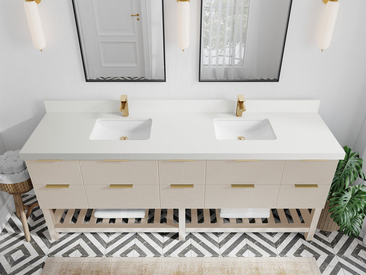 Catalina 84 in W x 22 in D Free Standing Reeded Double Sink Bathroom Vanity - photo 42