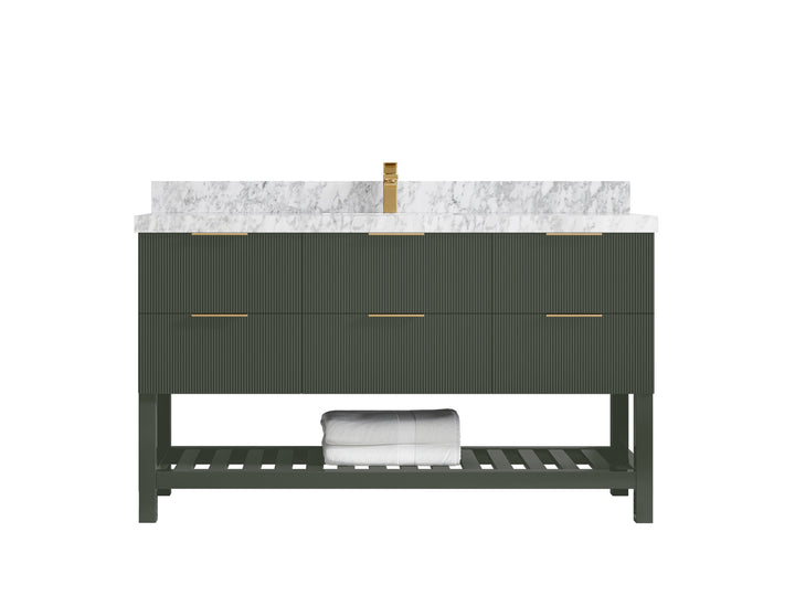 Catalina 60 in W x 22 in D Free Standing Reeded Single Sink Bathroom Vanity - photo 14