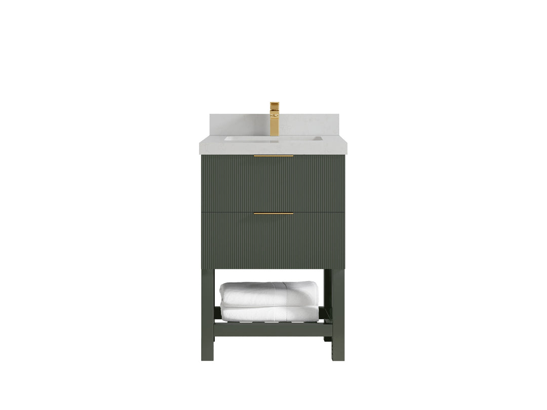 Catalina 24 in. W x 22 in. D Single Sink Bathroom Vanity in Pewter Green with 2 in Carrara Quartz Countertop