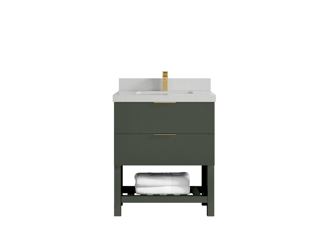 Catalina 30 in. W x 22 in. D Single Sink Bathroom Vanity in Pewter Green with 2 in Carrara Quartz Countertop 