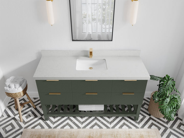 Catalina 60 in W x 22 in D Free Standing Reeded Single Sink Bathroom Vanity - photo 15