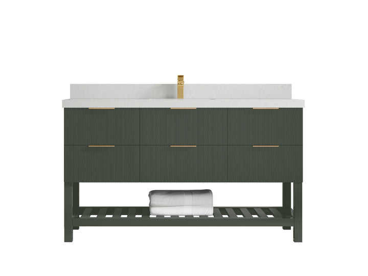 Catalina 60 in W x 22 in D Free Standing Reeded Single Sink Bathroom Vanity - photo 16