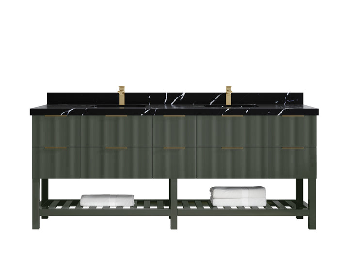 Catalina 84 in W x 22 in D Free Standing Reeded Double Sink Bathroom Vanity - photo 9