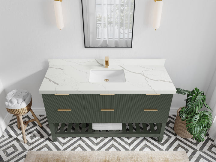 Catalina 60 in W x 22 in D Free Standing Reeded Single Sink Bathroom Vanity - photo 21