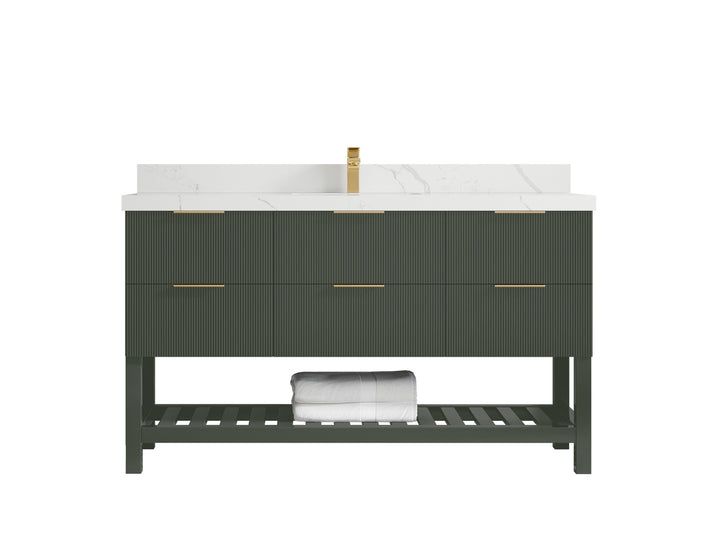 Catalina 60 in W x 22 in D Free Standing Reeded Single Sink Bathroom Vanity - photo 22