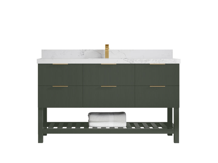 Catalina 60 in W x 22 in D Free Standing Reeded Single Sink Bathroom Vanity - photo 24