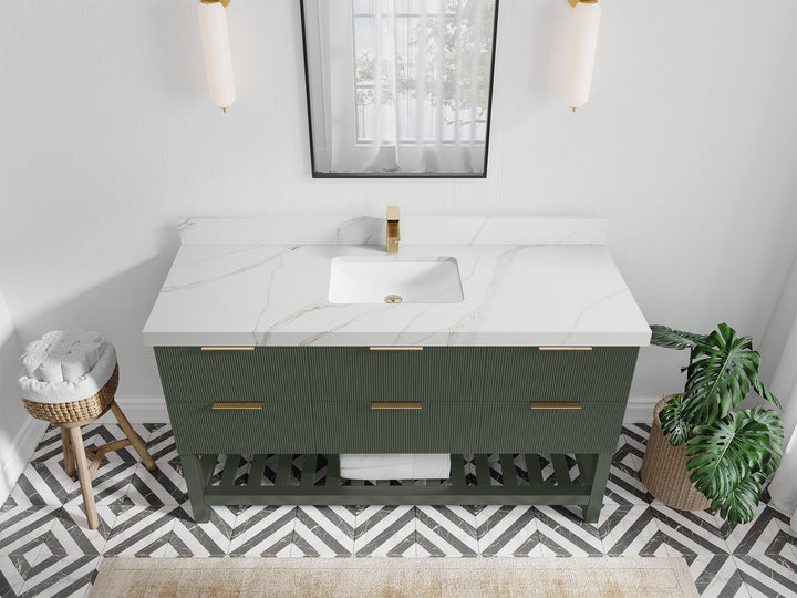 Catalina 60 in W x 22 in D Free Standing Reeded Single Sink Bathroom Vanity - photo 25