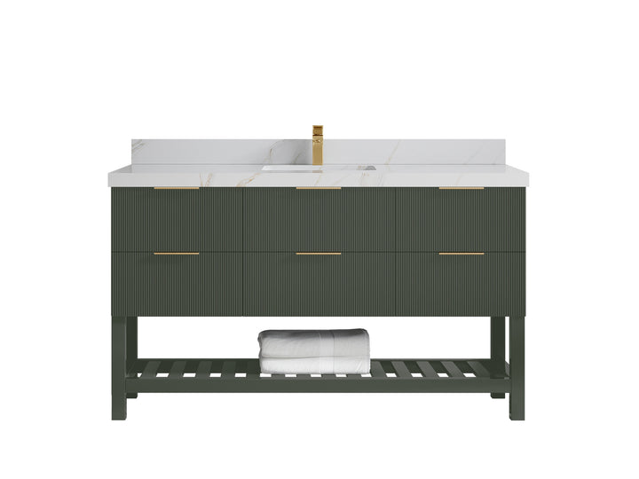 Catalina 60 in W x 22 in D Free Standing Reeded Single Sink Bathroom Vanity - photo 26
