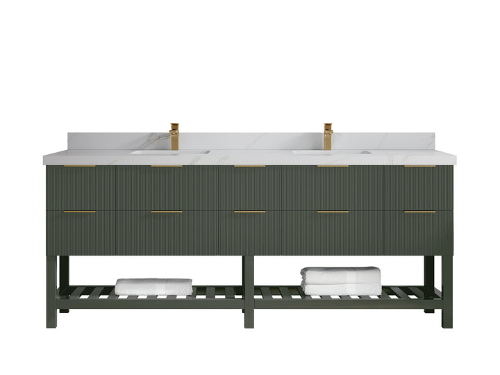 Catalina 84 in W x 22 in D Free Standing Reeded Double Sink Bathroom Vanity - photo 17