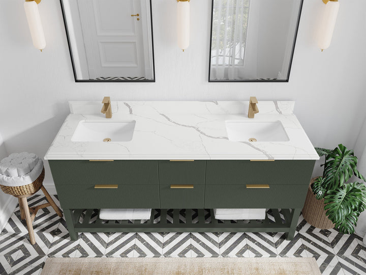 Catalina 72 in W x 22 in D Free Standing Reeded Double Sink Bathroom Vanity - photo 22