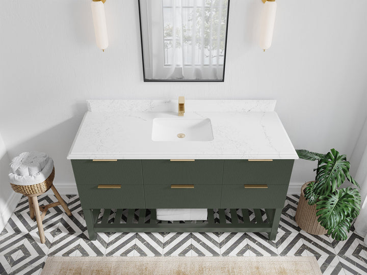 Catalina 60 in W x 22 in D Free Standing Reeded Single Sink Bathroom Vanity - photo 45