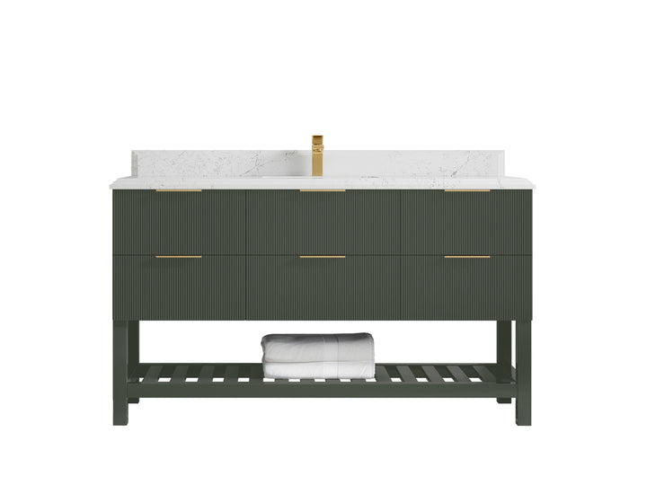 Catalina 60 in W x 22 in D Free Standing Reeded Single Sink Bathroom Vanity - photo 46