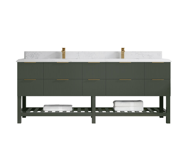 Catalina 84 in W x 22 in D Free Standing Reeded Double Sink Bathroom Vanity - photo 25